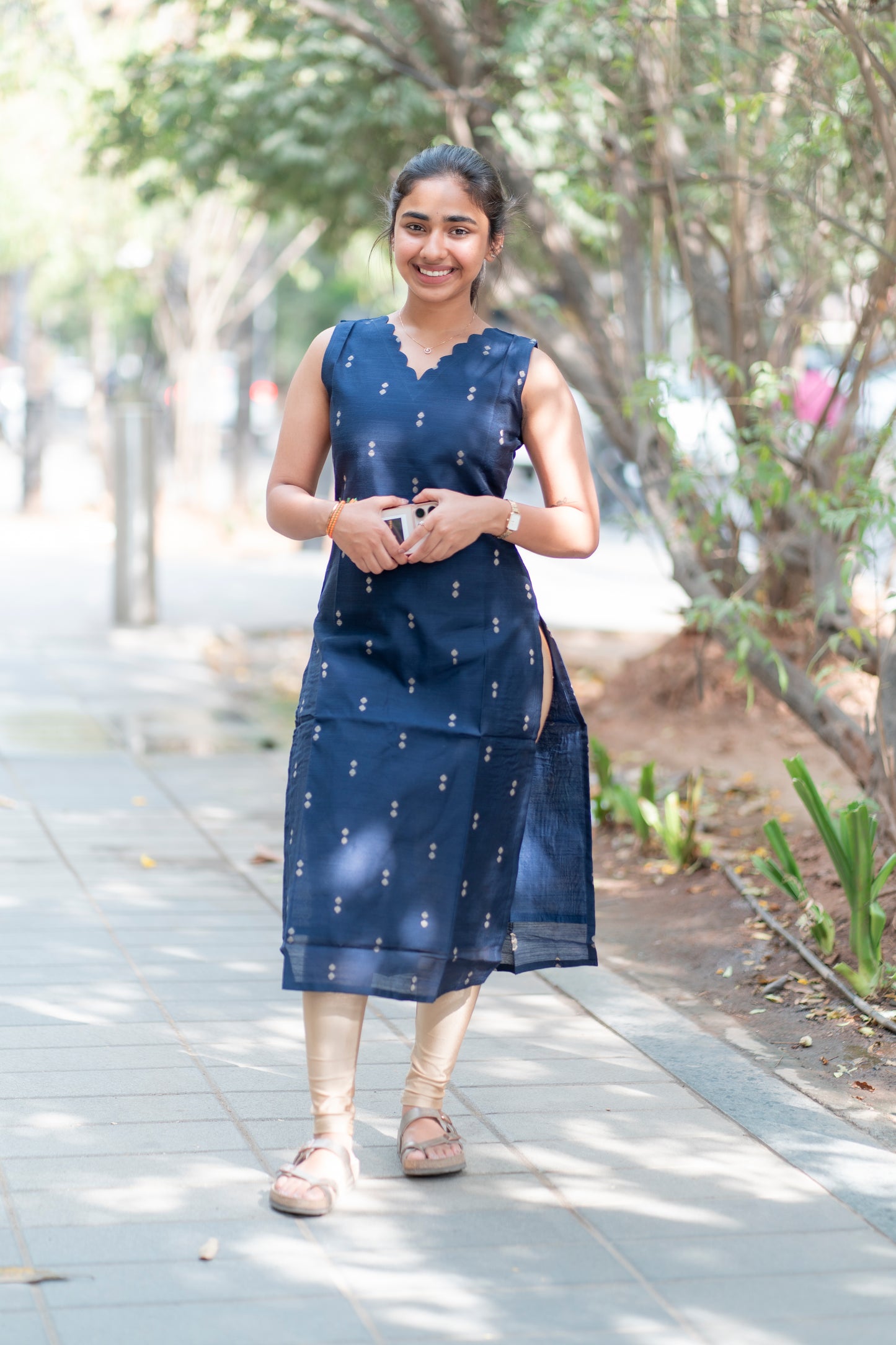 Raw silk kurti with duppatta