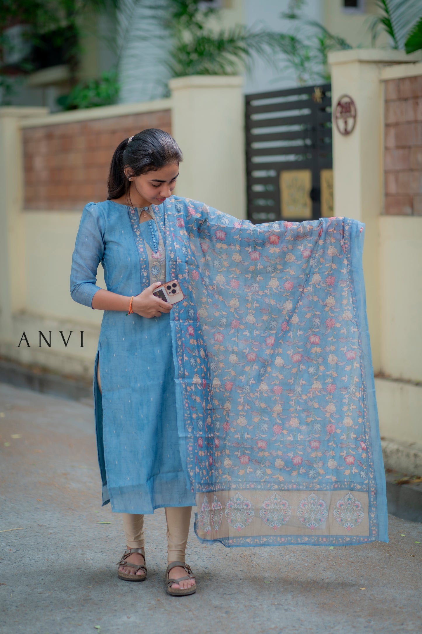AL 436 Chanderi Kurti with duppatta with lining
