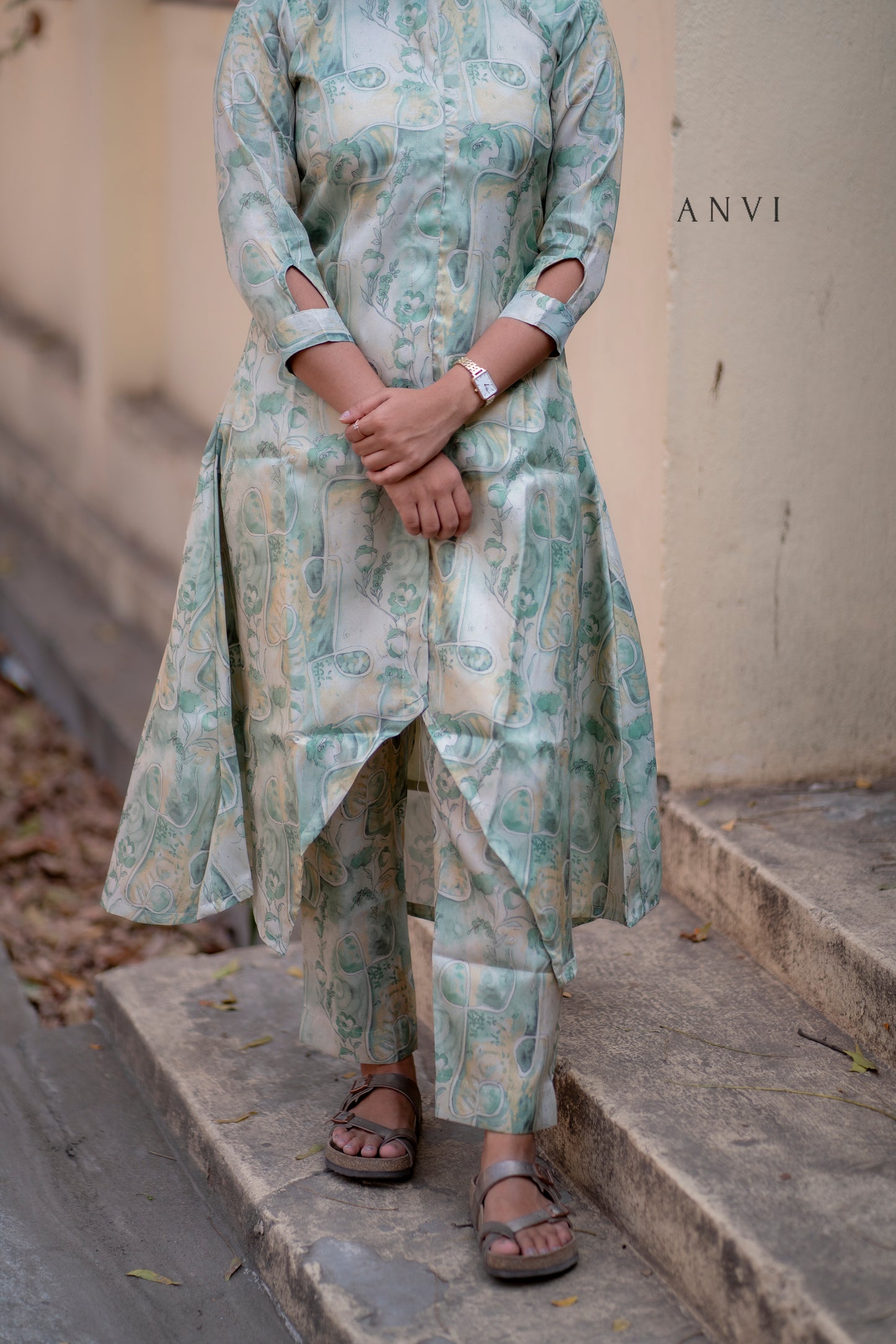 Semi tussar co ords with lining