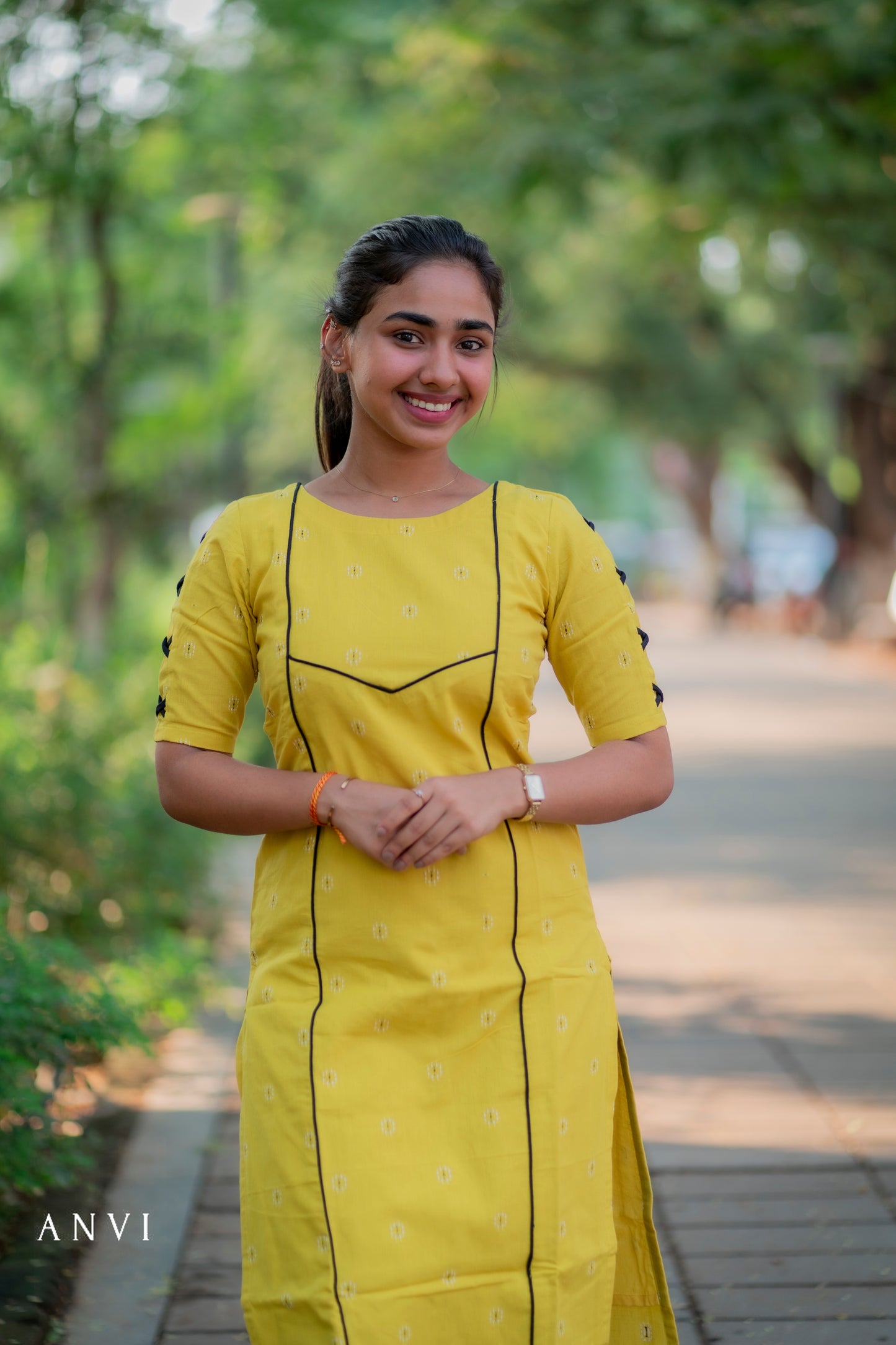 AL 419 Cotton kurti with black pants with lining
