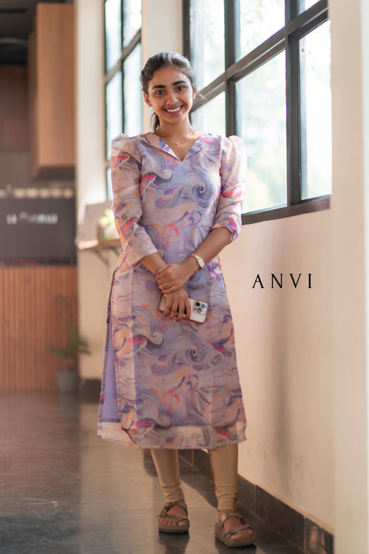 Semi tussar kurti with lining