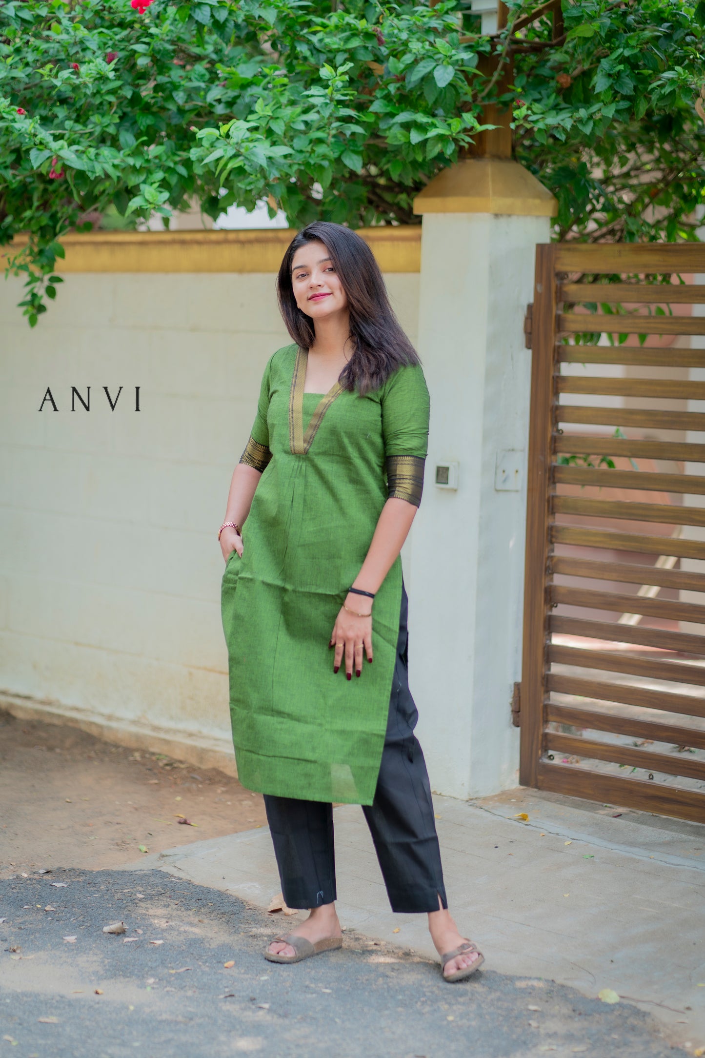 Mangalagiri Cotton kurta set with duppatta (with lining)