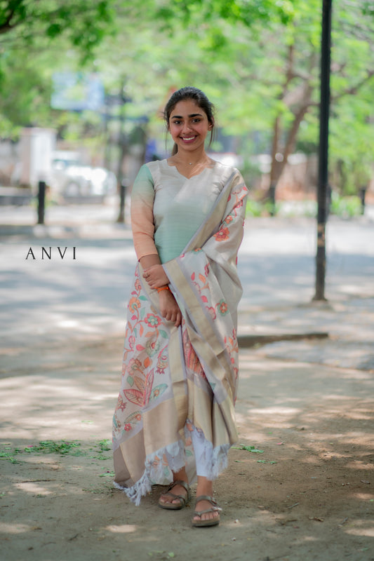Premium ombre Crush tissue kurti with duppatta