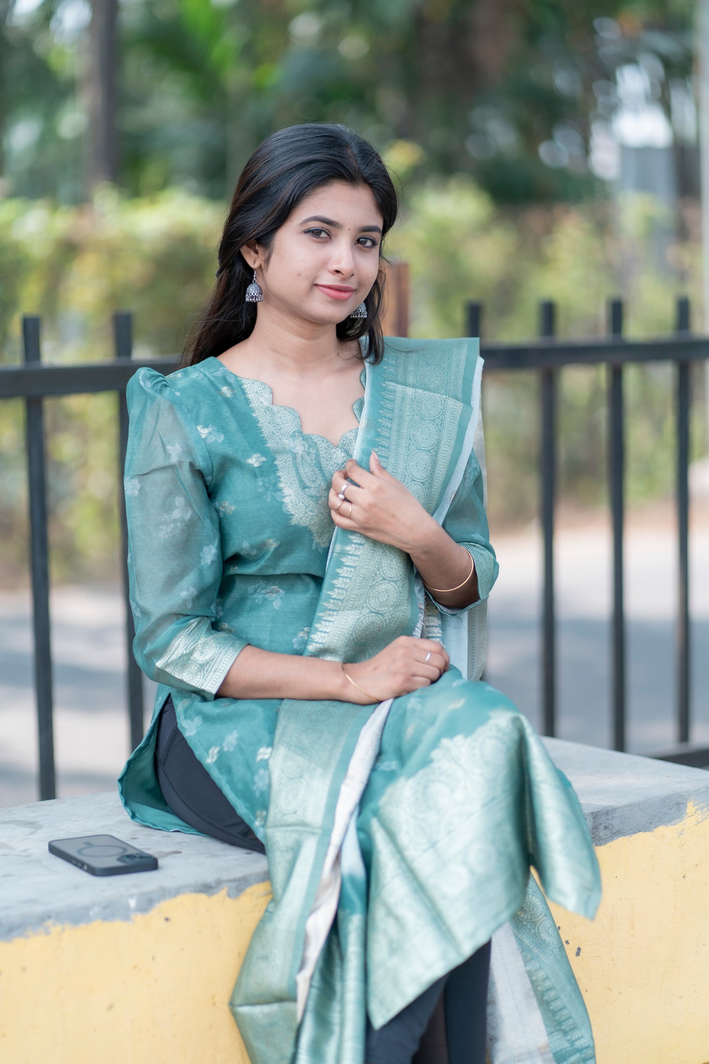 Chanderi kurti with duppatta