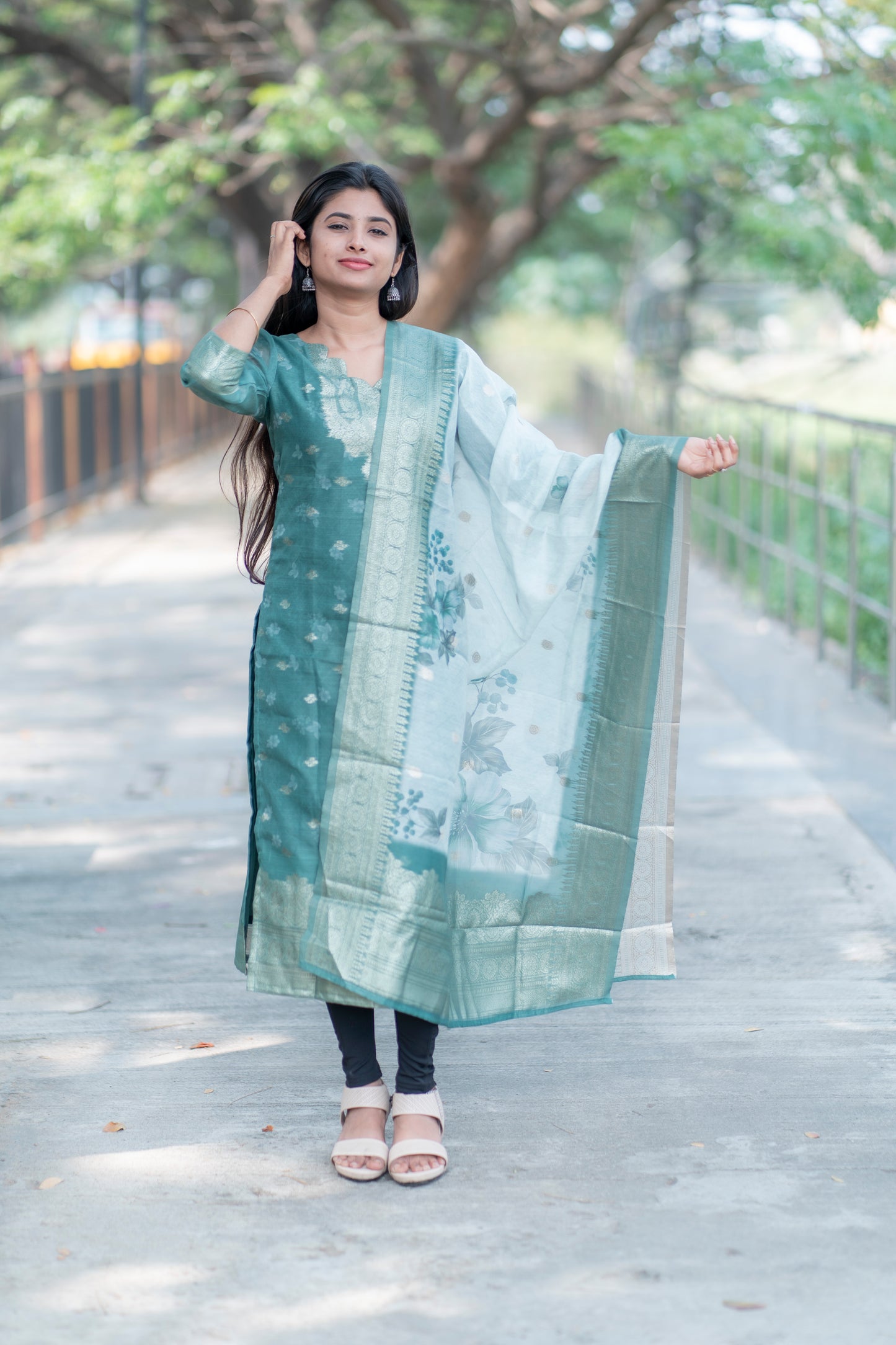 Chanderi kurti with duppatta