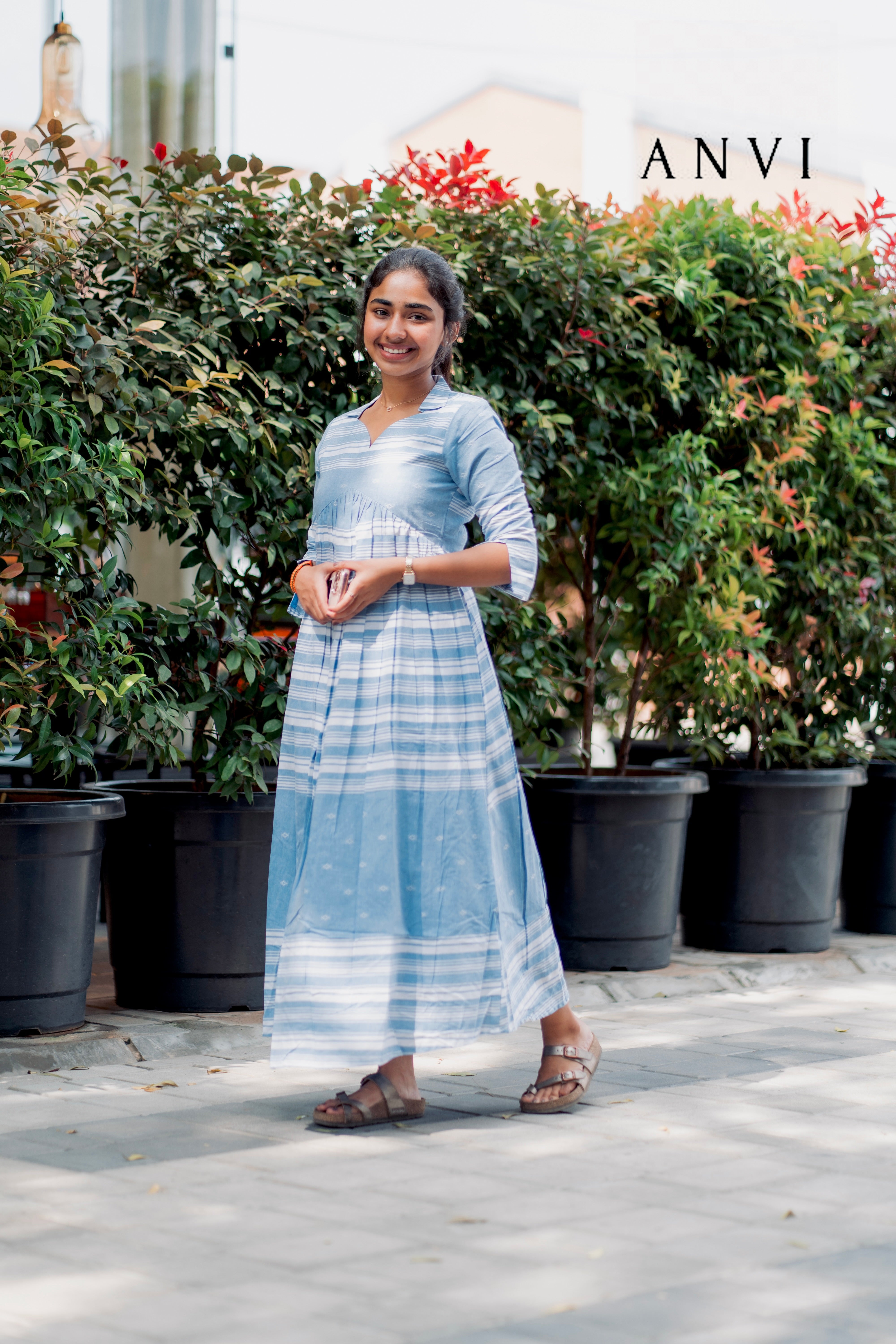 AL 386 Cotton maxi with elbow sleeves – Anvi The Label