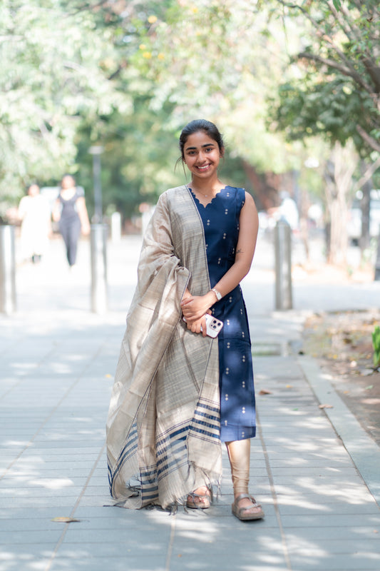 Raw silk kurti with duppatta