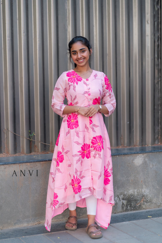 Organza A line kurti with center slit