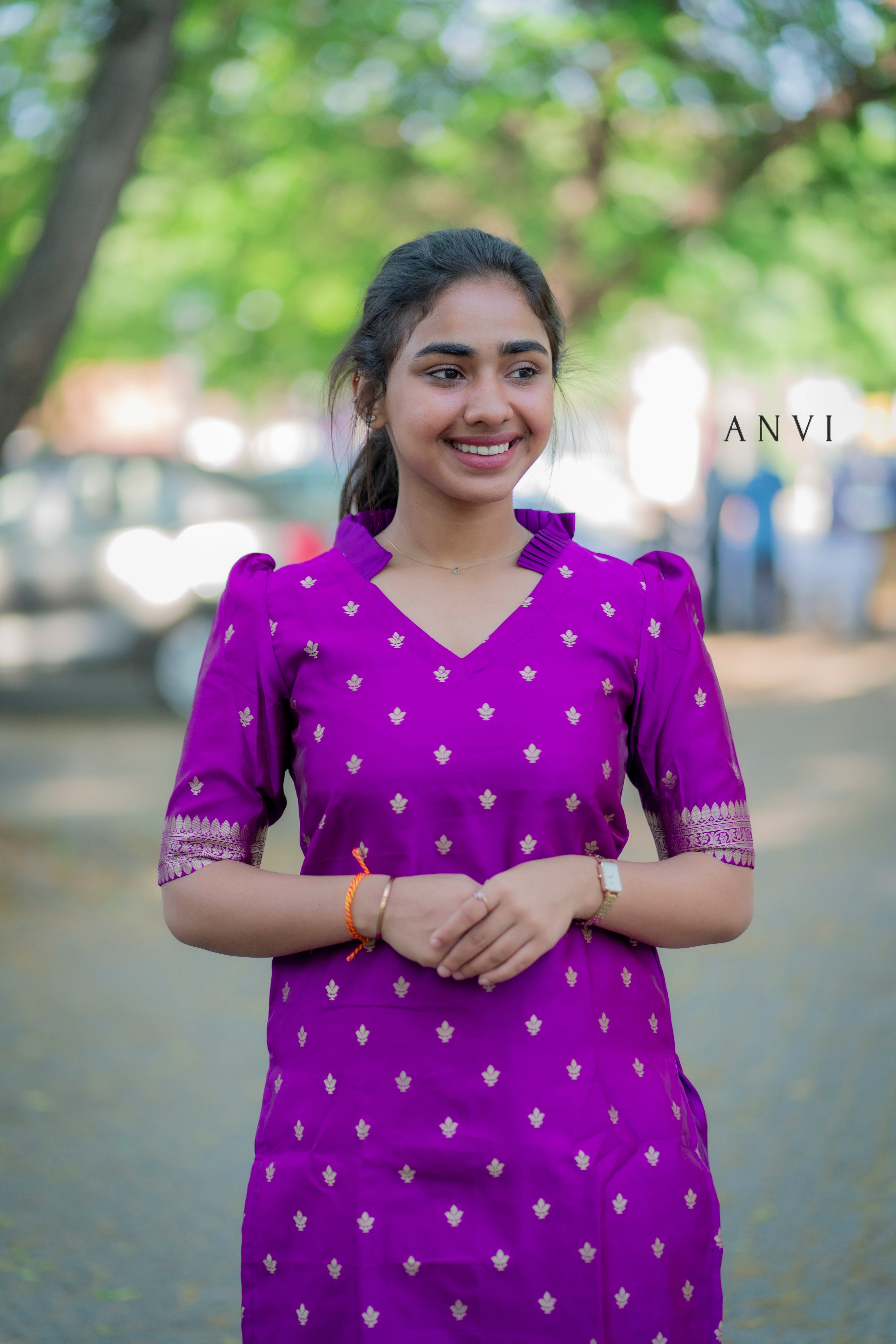 AL 404 Purple Banarasi suit with lining – Anvi The Label