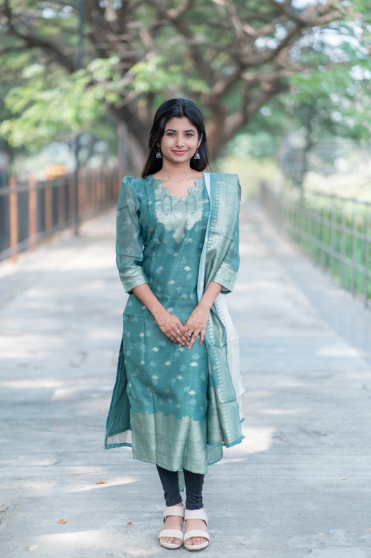 Chanderi kurti with duppatta