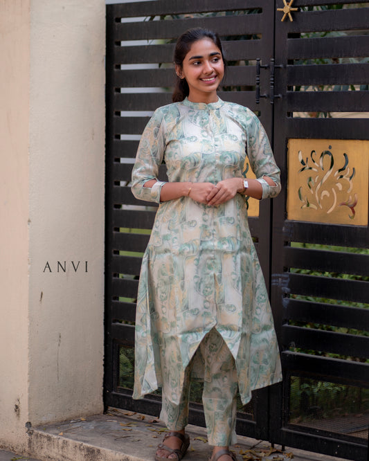 Semi tussar co ords with lining